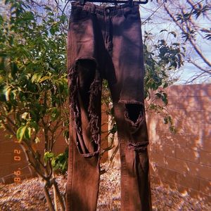 Very Distressed Brown Jeans